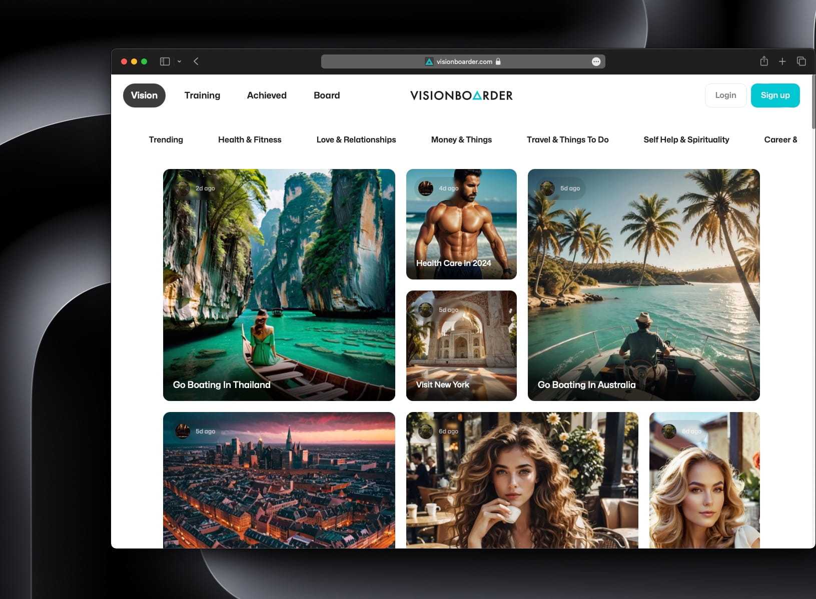Featured view of VisionBoarder Platform